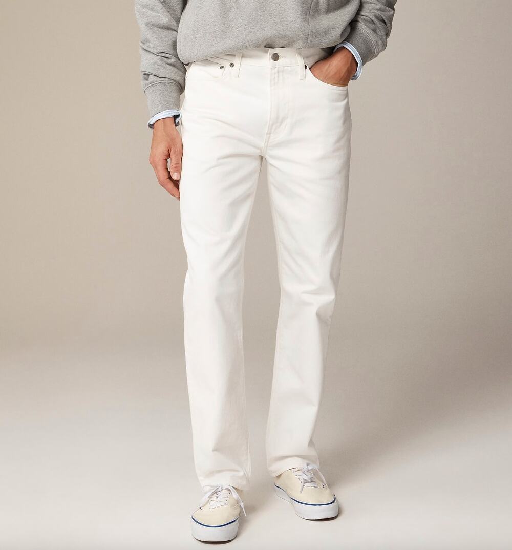 J.Crew Classic Jean White Rigid Denim Relaxed Straight Mens W 34 L 34 NWT